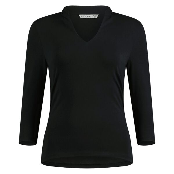 Kustom Kit Ladies 3/4 Sleeve Mandarin Collar Top Thumbnail