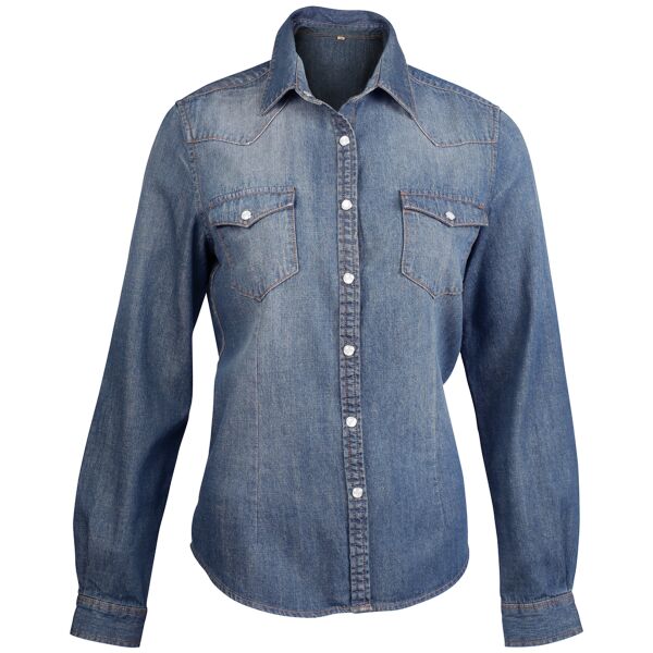 Kariban Ladies Long Sleeve Denim Shirt Thumbnail